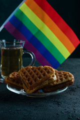 Goji berry drink, to normalize metabolism, antioxidant. Healthy LGBT Symbol