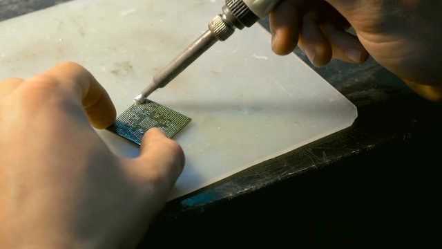 Producing detail of circut board. 4K