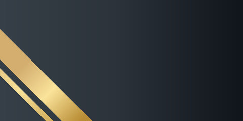  Black background overlap gold and black sheets, modern abstract widescreen background with place for your text or message or presentation slide design.