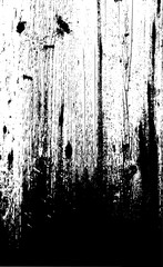 Grunge scratched wooden background in black and white colors. Rough scarred backdrop with blank space. Overlay texture of old wood planks. Distress effect for some design. Vector illustration in EPS8.
