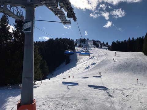 ski lift in a ski area in the bavarian alps