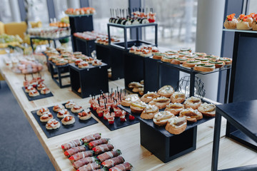 holiday salty buffet with various vegetables and meat flavors