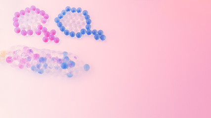 Spermatozoa in the condom and the cell, preventing fertilization. Contraceptives against pregnancy, safe sex from genital tract diseases or AIDS.