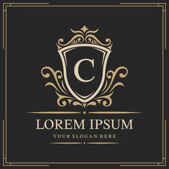 Luxury logo template, letter C logo design, vector illustration