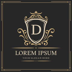 Luxury logo template, letter D logo design, vector illustration