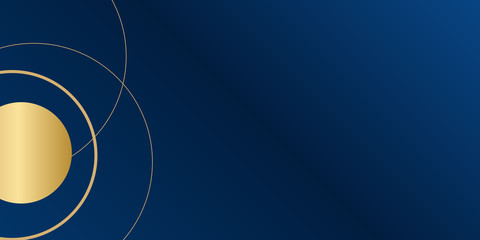 Abstract template blue geometric diagonal with golden border on black background