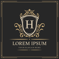 Luxury logo template, letter H logo design, vector illustration