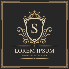 Luxury logo template, letter S logo design, vector illustration