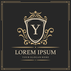 Luxury logo template, letter Y logo design, vector illustration