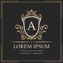 Luxury logo template, letter A logo design, vector illustration