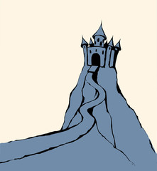 Castle on hill. Vector drawing
