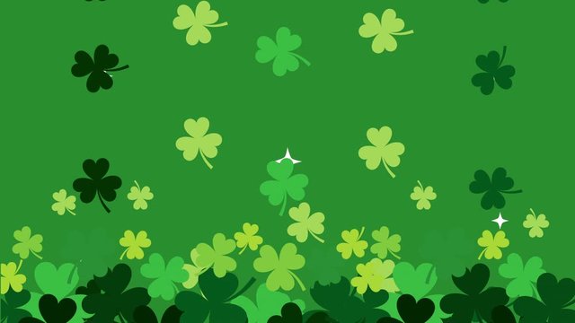 st patricks day animated card with clovers pattern