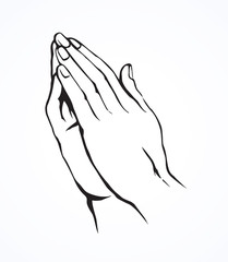 Praying hands. Vector drawing - obrazy, fototapety, plakaty