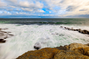 View of the rocky ocean shore