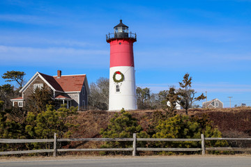 Fototapeta na wymiar Nausea Lighthouse in Eastham Massachusetts 
