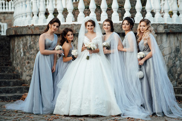 The charming bridesmaids with brides