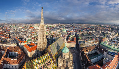 Panoramic aerial view of St. Stephen's Cathedral, Vienna, Austria