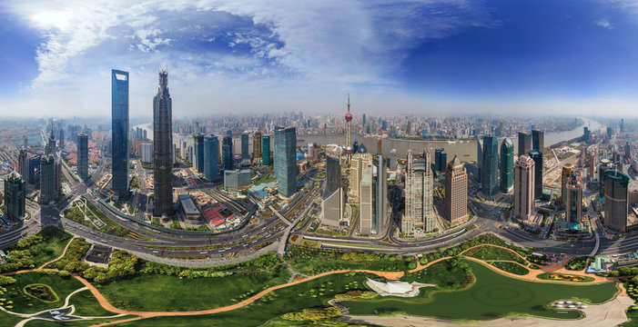 Panoramic aerial view of the city of Shanghai, China