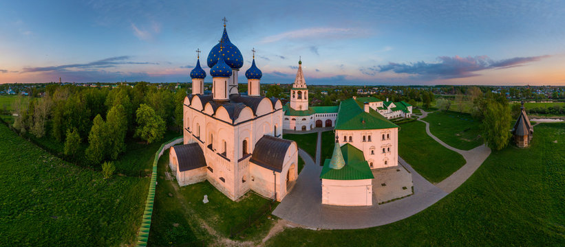 Panoramic aerial view of the Cathedral of the Nativity, Suzdal Kremlin, Russia