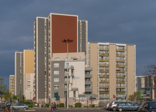 Gennevilliers, France - 04 14 2019: Red City Building