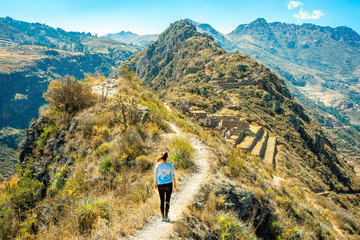 Fototapeta premium Old Pisac ruins in Peru