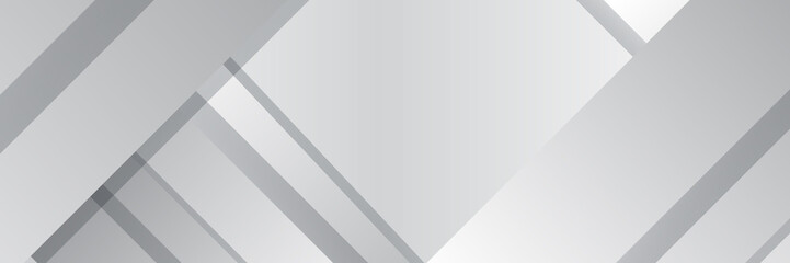  Technology banner design with white and grey arrows. Abstract geometric vector background for wide banner.