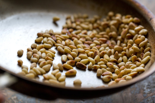 View of toasted pignoli