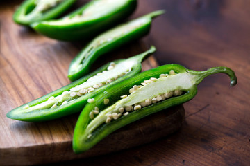 Close up view of Jalapeno chili peppers