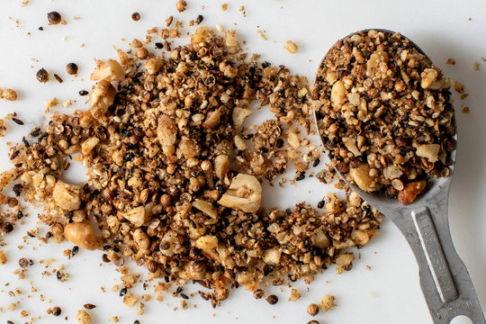 Close up of hazelnut dukkah