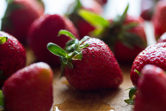 Close up view of strawberries