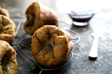 Buckwheat popovers on plate stand