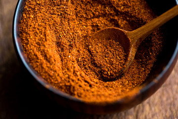 Close up view of ground spice powder