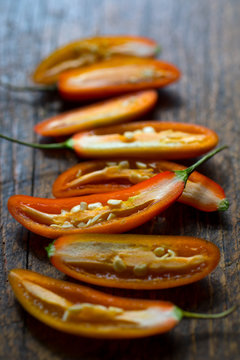Close up view of red jalapeno