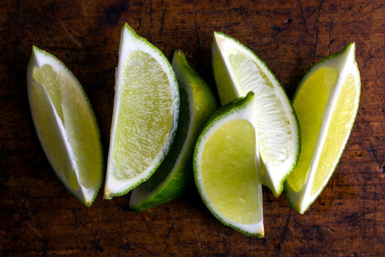Close up view of lime wedges