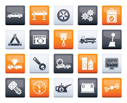 car services and transportation icons over color background - vector icon set