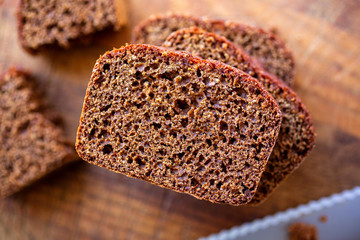 Honey spiced bread on wooden surface