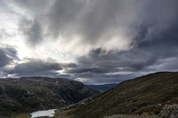 Mountain epic clouds view autumn Norway landscape
