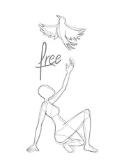 Creative design of woman and bird illustration
