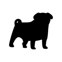 Vector illustration of a pug silhouette.