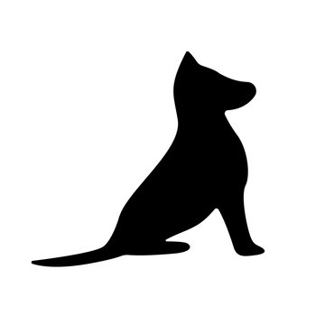 Vector illustration of a sitting dog silhouette.