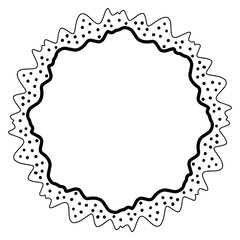 Abstract doodle frame with dots background and wavy lines. Isolated on white background. Vector stock illustration.