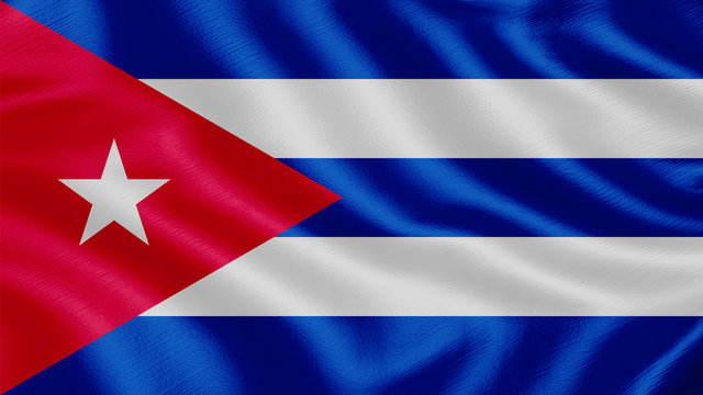 Flag of Cuba. Realistic waving flag 3D render illustration with highly detailed fabric texture.