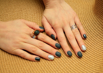 painted nails manicure blue color