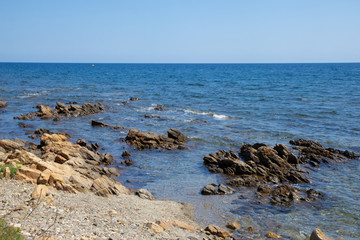 stony coast line of Sardinia island, Tyrrhenian coast, Italy