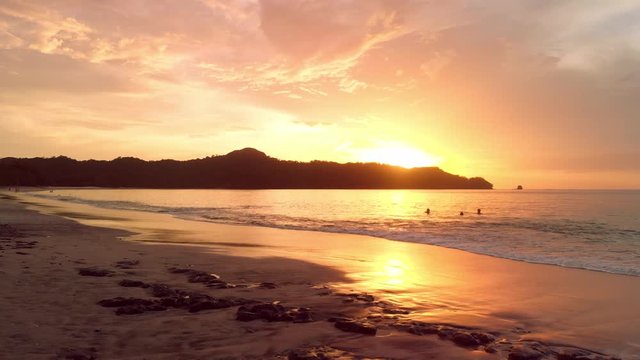 sunset on the beach in Conchal beach, Costa Rica