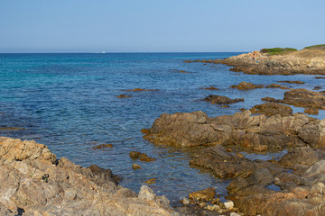 stony coast line of Sardinia island, Tyrrhenian coast, Italy