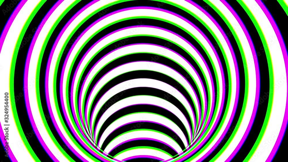 Poster black and white striped tunnel, psychedelic abstraction, 3d rendering computer generation