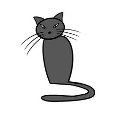 abstract grey cat, simple art, cute kitten 