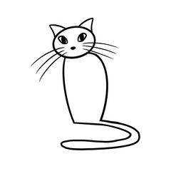 abstract cat, line art, lovely cute kitten 