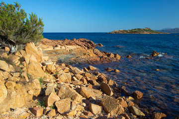 stony coast line of Sardinia island, Tyrrhenian coast, Italy